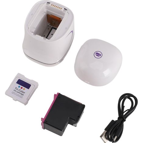 Ortviai Imprimante portable couleur pour étiquettes, Bluetooth, rechargeable USB, HD 1200 dpi, pour texte, codes-barres et dates