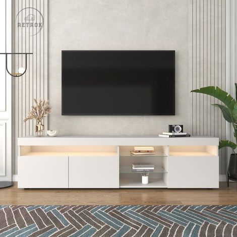 Meuble TV moderne , panneau lumineux, éclairage LED variable, salon et salle à manger ,180cm -Blanc (1/5)