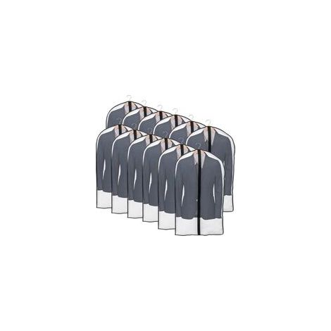 Lot de 12 Housses de Vêtements 60x100 cm (Noir), AntiPoussière, Imperméables, AntiAcariens et AntiHumidité, Translucides avec Fermeture Éclair