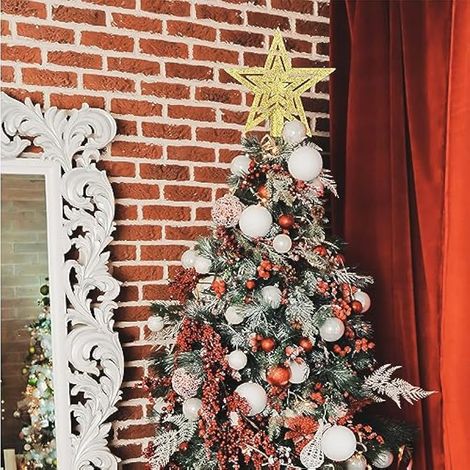 Étoile dorée de 20 cm pour sapin de Noël en plastique (1/3)