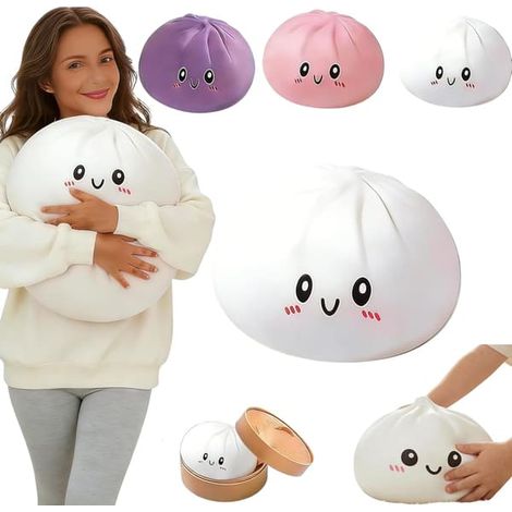 Boule anti-stress Dumpling géante mignonne, Jumbo doux à montée lente, Boule anti-stress Dumpling, Grande Dumpling mignonne, Soulagement du stress Bureau pour bureau Blanc L: 25cm/10 pouces - taille