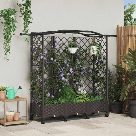 vidaXL Hochbeet mit Rankgitter und Dach Braun 163 x 40 x 129 cm PP (1/5)