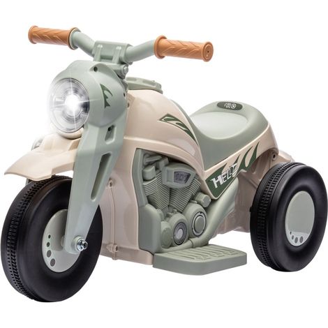 Moto électrique pour enfants 6V avec musique et bulles, phare, vitesse 2,5-3 km/h, crème, 2-5 ans, charge max 30 kg (1/5)