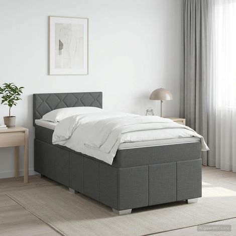 Letto box spring con materasso Grigio Scuro 90 x 190 cm Tessuto vidaXL (1/5)