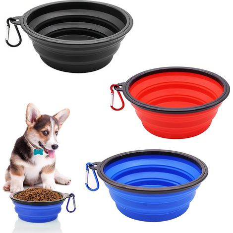 3 Pieces Portable Folding Dog Bowl, Foldable Dog Bowl, Collapsible Dog Bowl, Retractable Dog Bowl, Travel Bowls for Dogs and Cats (1/5)