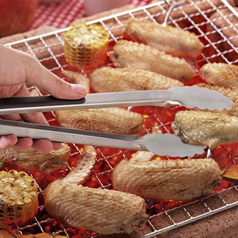 1pc Pince Cuisine Inox, Pince Barbecue de 27CM, avec Poignée Antidérapante en Silicone, Pince à Ustensiles de Cuisine (1/4)