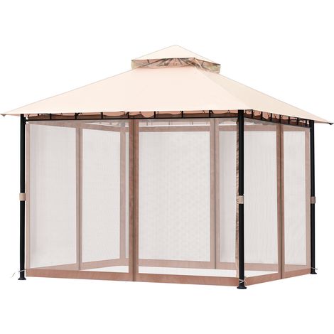 Mophorn 10 x 10 FT Patio Gazebo -for 6-8 People. Metal Frame, PU Coated Polyester. Mosquito Netting Included. Ideal Outdoor Canopy for Patio, Backyard, Lawn, Garden, Deck. (1/5)