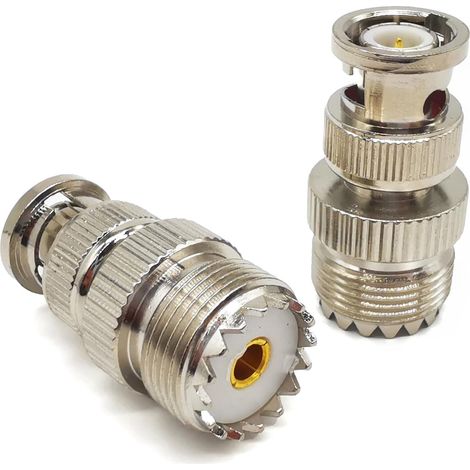Lot de 2 adaptateurs UHF vers BNC, PL259 vers BNC, SO239 femelle vers BNC mâle pour radio CB, radio, antennes. Câble coaxial d'extension (1/5)