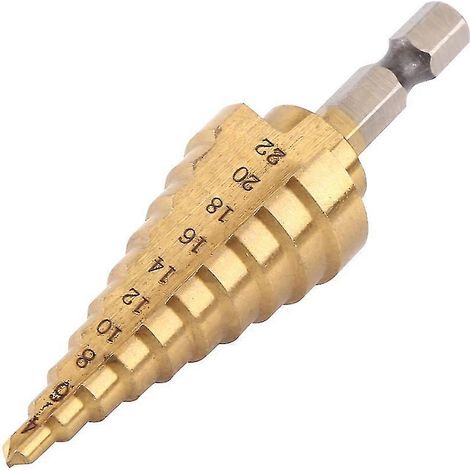 1 foret étagé en acier rapide revêtu de titane, queue hexagonale, outils électriques, 4-22 mm (1/5)