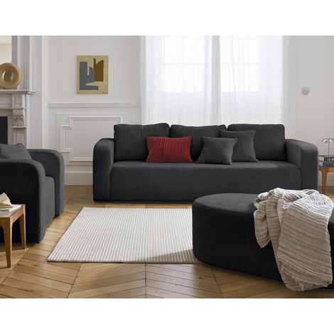 Miro - 3-sitzer einzelsofa - schlaffunktion und bettkasten - aus strukturiertem samt - anthrazitgrau