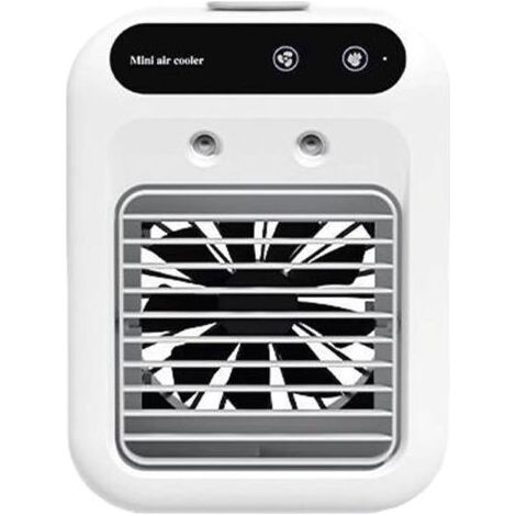 Ventilador enfriador de aire portátil 3 en 1, mini enfriador y humidificador silencioso recargable, 2 velocidades, para oficina, dormitorio, coche, habitación pequeña - KZQ (1/4)