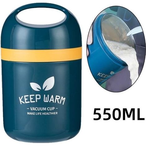 (Bleu Foncé)Boîte Alimentaire Isotherme - Inox - 500ML - Portable - Double Couche - Bleu Foncé (1/4)
