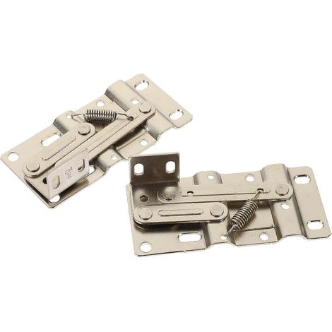 Charnières pour porte de placard à plateau basculant, lot de 2, fermeture automatique à 45 degrés, en fer argenté (1/5)