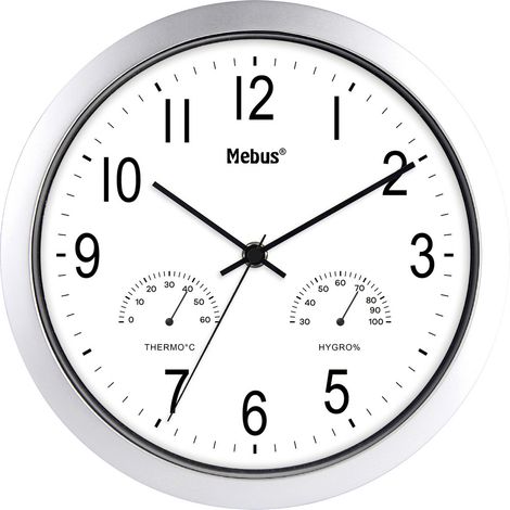 Mebus 06992 Quarz Wanduhr 25.5 cm  Silber
