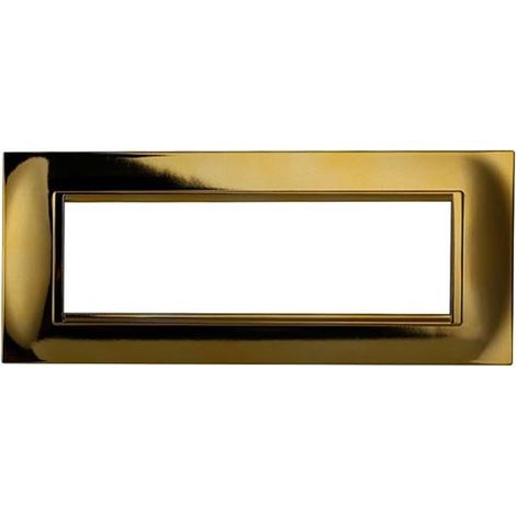 Plaque compatibles Bticino Livinglight 7 modules plastique carré couleur or brillant
