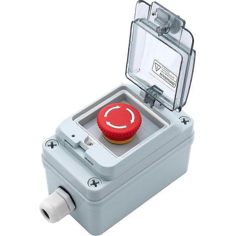 Bouton d'arrêt d'urgence industriel, interrupteur de coupure électrique, étanche IP67 pour la construction, les usines ou l'extérieur (1/5)