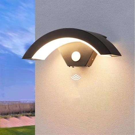 Applique Murale LED Extérieure Détecteur Mouvement IP65 18W 3000K Aluminium Noir pour Terrasse Jardin Compatible Extérieur Durable (1/5)