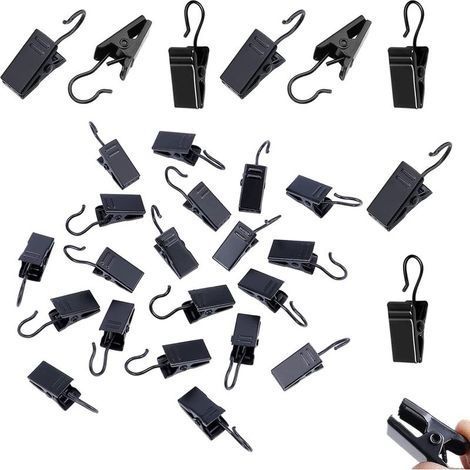 60 Pièces Pinces à Rideaux en Métal Clips de Rideau en Acier Inoxydable avec Crochets Pince Attache Rideau pour Draperie, Pince Rideau Douche, Photo, Lumières (1/5)
