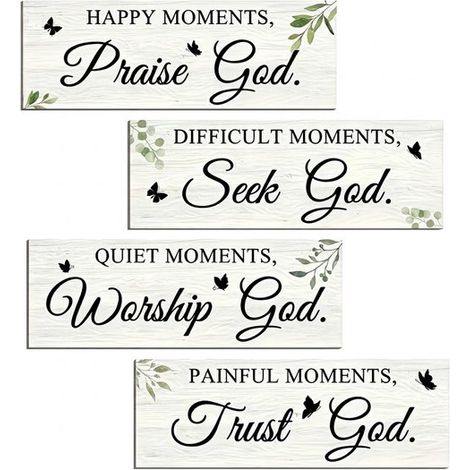 En stock : Stickers muraux avec slogans bibliques de style nordique, plaques en bois autocollantes, décorations murales, objets artisanaux en bois. (1/5)