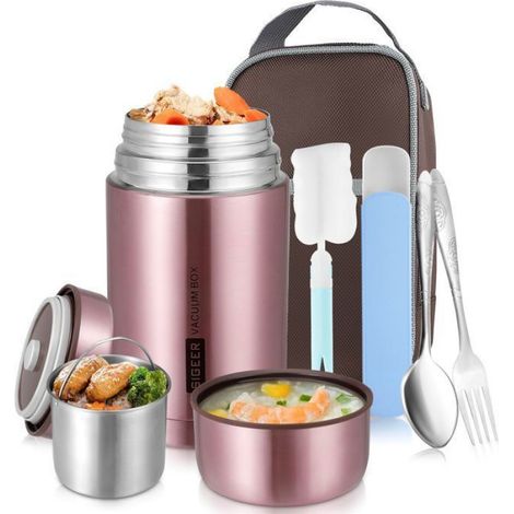 Boîte Isotherme - 1000ml - Acier Inoxydable 316 - Or Rose - Garde Chaud/Froid 12-24h (1/2)