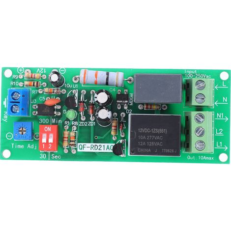 Retardateur Temporisé AC 100-220V, Module Relais Minuterie 0-300 min, Interrupteur à Délai (1/5)