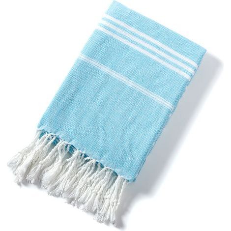 Strandtuch aus Baumwolle, saugfähiges, gestreiftes Badetuch (hellblau) (1/5)