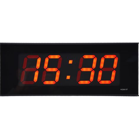 Horloge murale numérique silencieuse à LED à luminosité variable automatique, idéale pour les lieux publics, la maison ou le bureau. Prise US 100-240 V. Modèle 3613, éclairage rouge à une seule heure. (1/5)