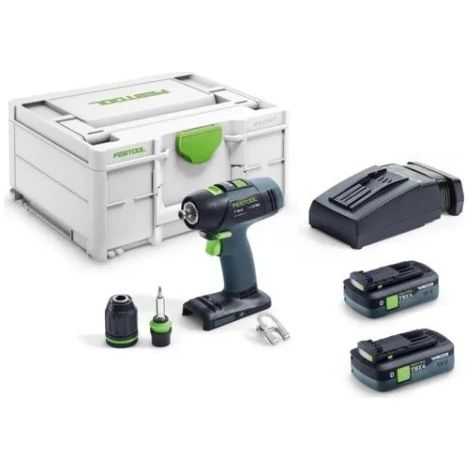 Trapano avvitatore a batteria Festool T 18+3 TBX 4,0 I-Plus, 2 batterie TBX da 4,0 Ah e caricabatterie in Systainer (1/5)