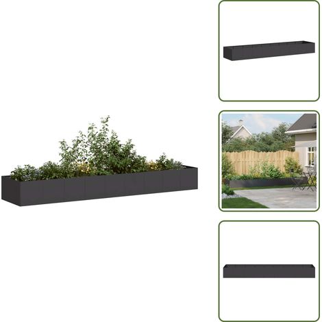 Terrasse - vidaXL Pflanzkübel Schwarz 360x80x40 cm Stahl - Stahlkübel (1/5)