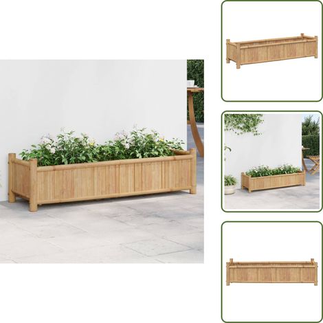 The Living Store Jardinière 100x30x25 cm bambou - Jardinier - Pot De Fleurs - Bac À Fleurs - Bambous - Déco Extérieur (1/5)