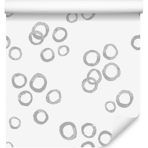 Carta da parati con delicati cerchi grigi per soggiorno e camera da letto, 50x1000 cm (1/5)