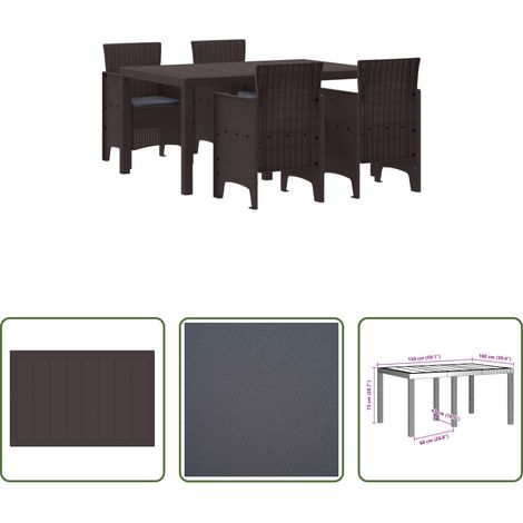 Mobilier extérieur - Ensemble de salle à manger pour jardin 5 pcs Marron Rattan Polt (1/5)