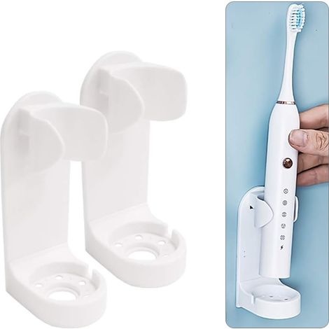 Support de Brosse à Dents électrique, Aadhésif Porte-Brosse à Dents Mural pour Salle de Bain, Porte-Brosse à Dents Organisateur, Garder la Brosse à Dents au Sec (2, Blanc) (1/5)
