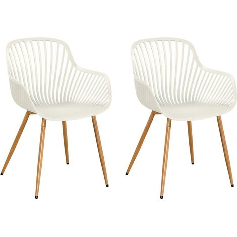 Pair of Sunray Bistro Garden Arm Chairs - Plastic/Metal - L52 x W58 x H86 cm - White - Part Assembled