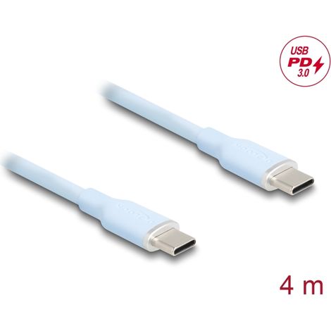 Delock Cable USB 2.0 USB Type-Câ¢ macho a macho PD 3.0 60 W 4 m azul Silicona