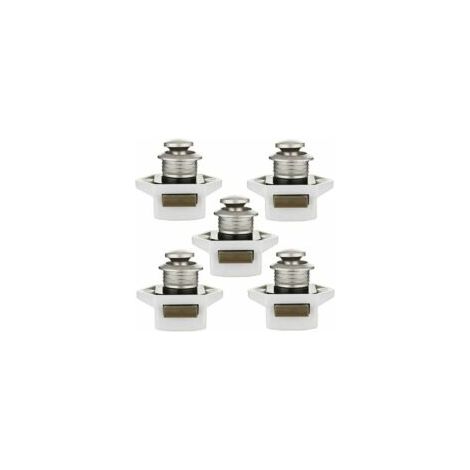 Loquet à bouton-poussoir, loquet sans clé 20 mm, lot de 5, loquet de porte d'armoire, loquet de verrouillage de meuble pour camping-car, caravane, tiroir, camping-car (blanc) - Crezuo (1/4)