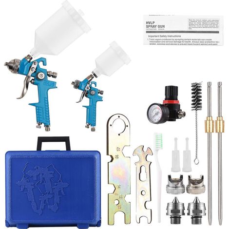 Schwerkraft-HVLP-Druckluftspritzpistolen-Set, HVLP-Spritzpistole, kleine und große Druckluft-Farbspritzgeräte mit 125 ml und 600 ml