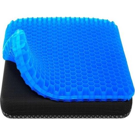 Coussin de siège en gel, coussin de siège rafraîchissant (très grand et épais), motif alvéolé respirant, coussin pour chaise de bureau/fauteuil roulant/siège auto, 30 x 26 x 2 cm (1/5)
