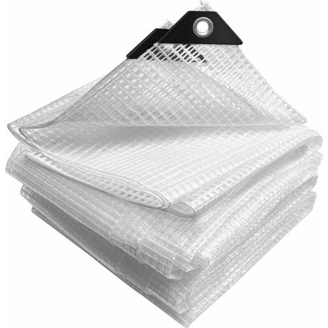 Bâche de Protection en Polyéthylène 180g/m² Bâche Imperméable Ultra Lourde et Résistante Revêtue avec Oeillets en Aluminium Couverture Étanche pour Jardin, Piscine 2x3m Blanc