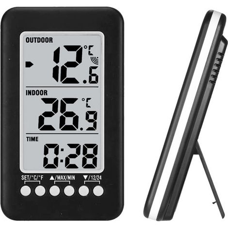 LCD ℃/℉ Wireless Indoor/Outdoor Digital Thermometer (with transmitter) Clock Thermometer (1/5)