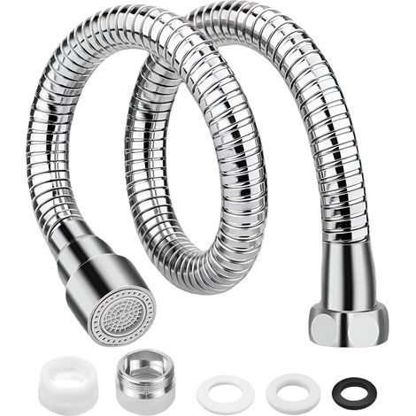 1 Pièce Rallonge Robinet Cuisine Rotation à 360 ° Prolongateur Robinet Réglage de La Sortie D'eau en 2 étapes Acier Inoxydable Extension Robinet Cuisine au Balcon de L'hôtel de Toilette (30cm)