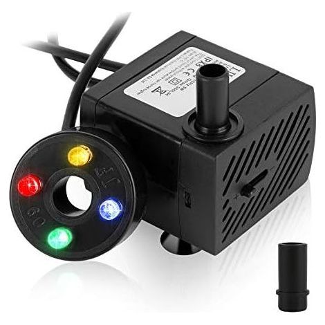 5W Mini Aquarium Water Pump, Submersible Pump for Fish Tank, with 4 Colorful LED Lights, Mini Stone Arts, Max Delivery Height: 0.85m, 350L/H (1/5)