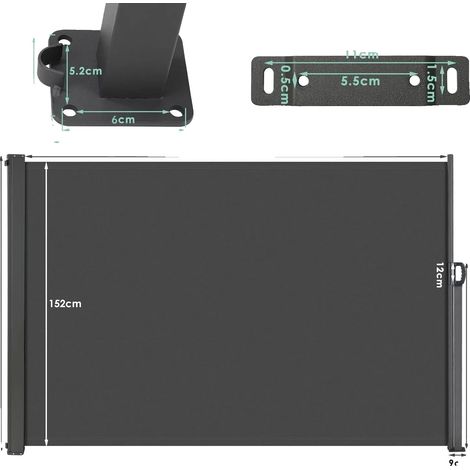 Auvent latéral, écran de confidentialité, protection UV, 3.5x1.6m (1/2)