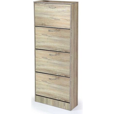 GAIA SCARPIERA 4 ANTE A RIBALTA IN LEGNO 63 X 24 X 150 CM COLORE ROVERE (1/2)