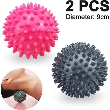 Set of 2 rigid, textured massage balls for muscle pain relief. 9 cm massage ball. - AquaForge (1/3)