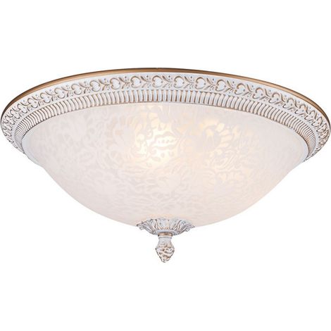 Plafoniera Contemporanea Pascal Metallo Bianco 3 Luci Diffusori Vetro (1/4)