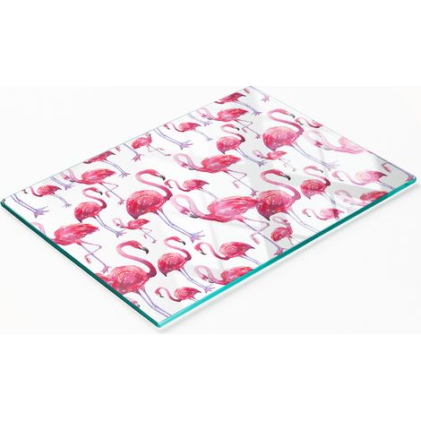 Multifunktionales dekoratives Küchenbrett, gehärtetes Flamingo-Motiv, 80 x 52 cm (1/5)