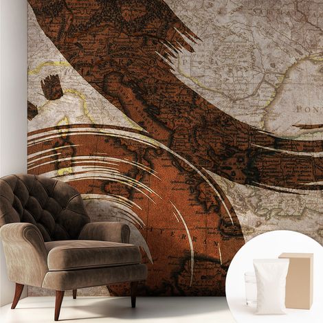 Papier peint intissé à motifs décoratifs pour salon chambre et bureau Décoration murale élégante avec colle Carte artistique 250x250 cm (1/5)