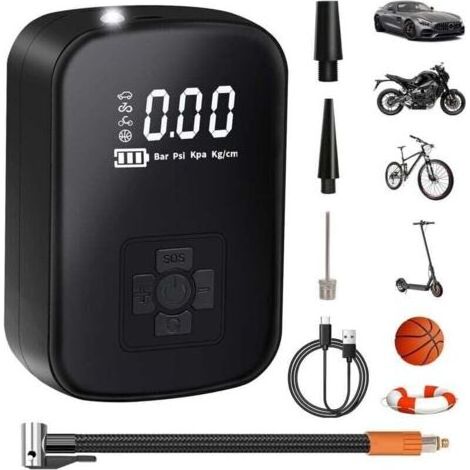 Compresseur d'air portable, XU, Pompe électrique 3600mAh150 à avec écran LCD numérique 4 modes gonfleur de voiture rechargeable pour vélos, Motos, Scooters,ballons - (1/4)