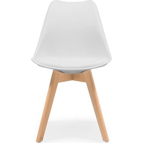 Silla de comedor DAY asiento de polipropileno y patas madera de haya BLANCO